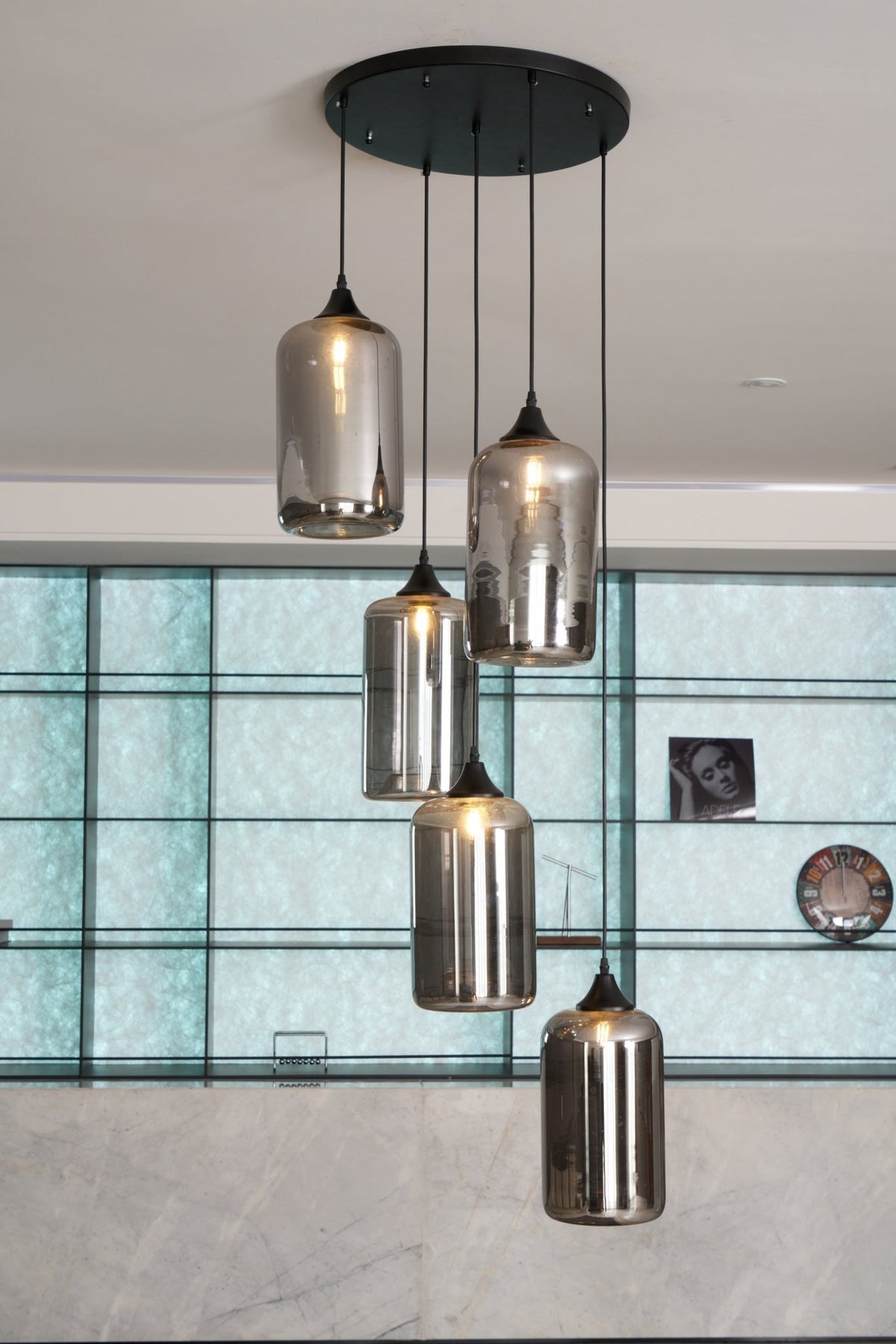 Obscura - Contemporary Style Smoked Glass Pendant Lamp, 5 Style LUMINORLIGHTING