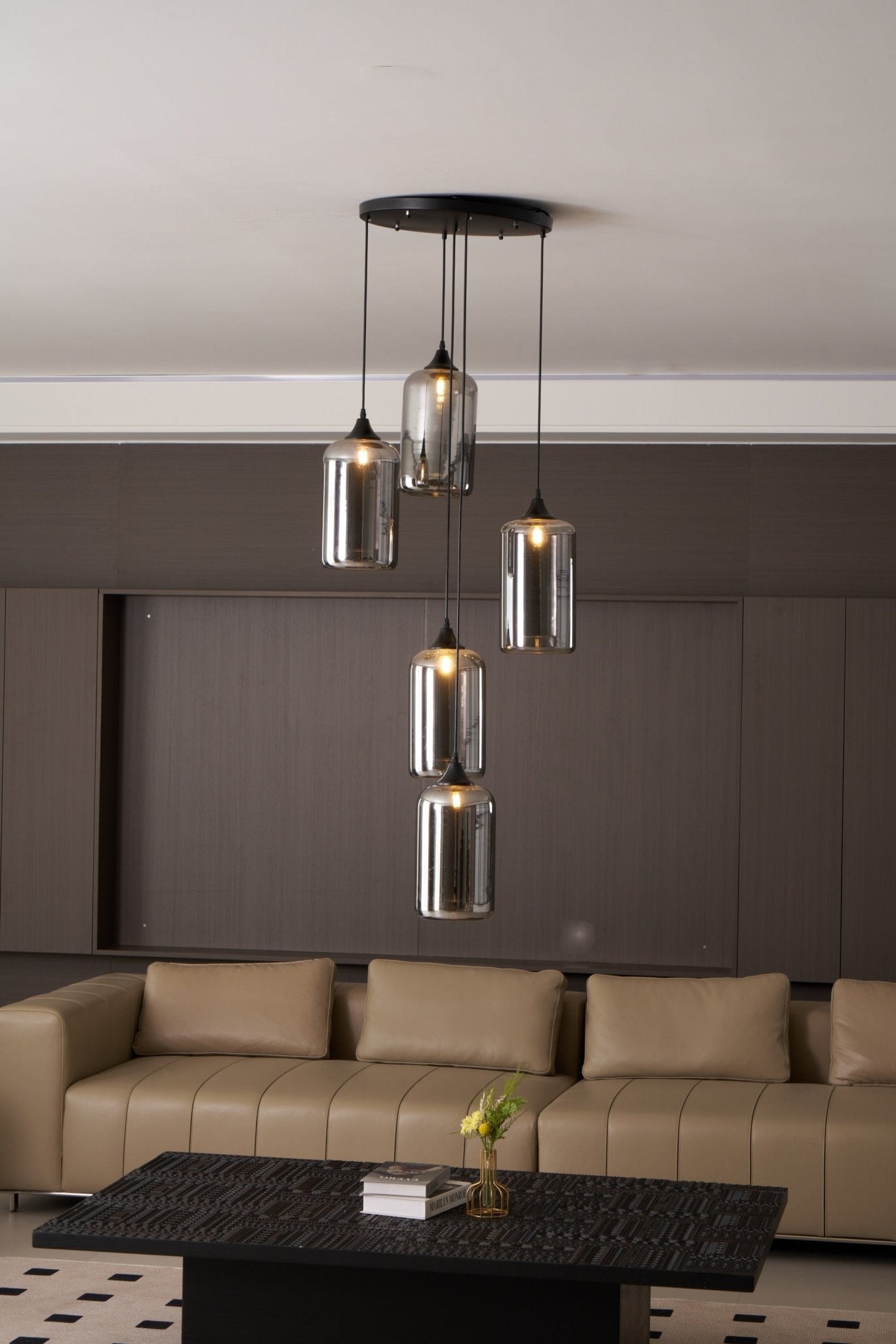 Obscura - Contemporary Style Smoked Glass Pendant Lamp, 5 Style LUMINORLIGHTING