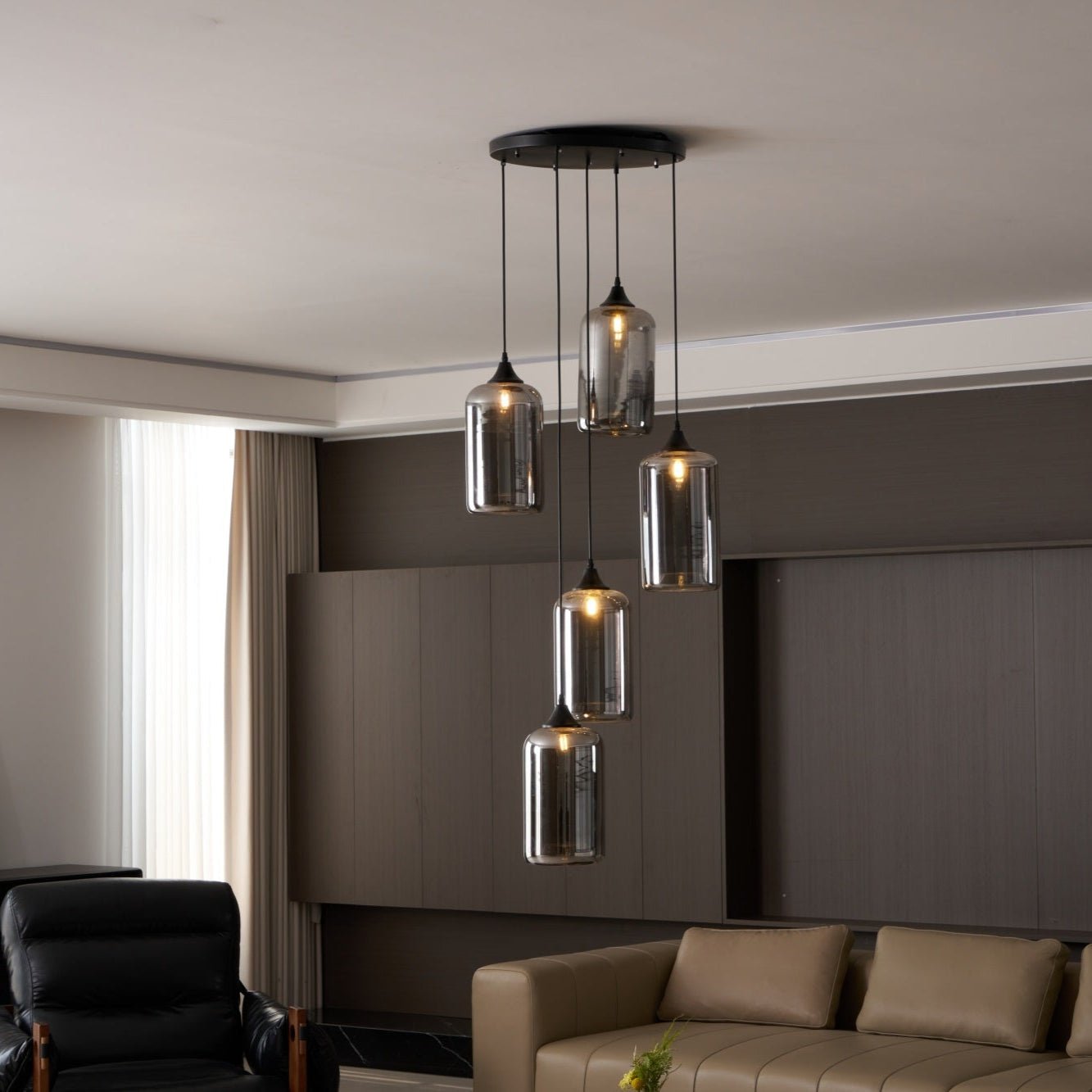 Obscura - Contemporary Style Smoked Glass Pendant Lamp, 5 Style LUMINORLIGHTING