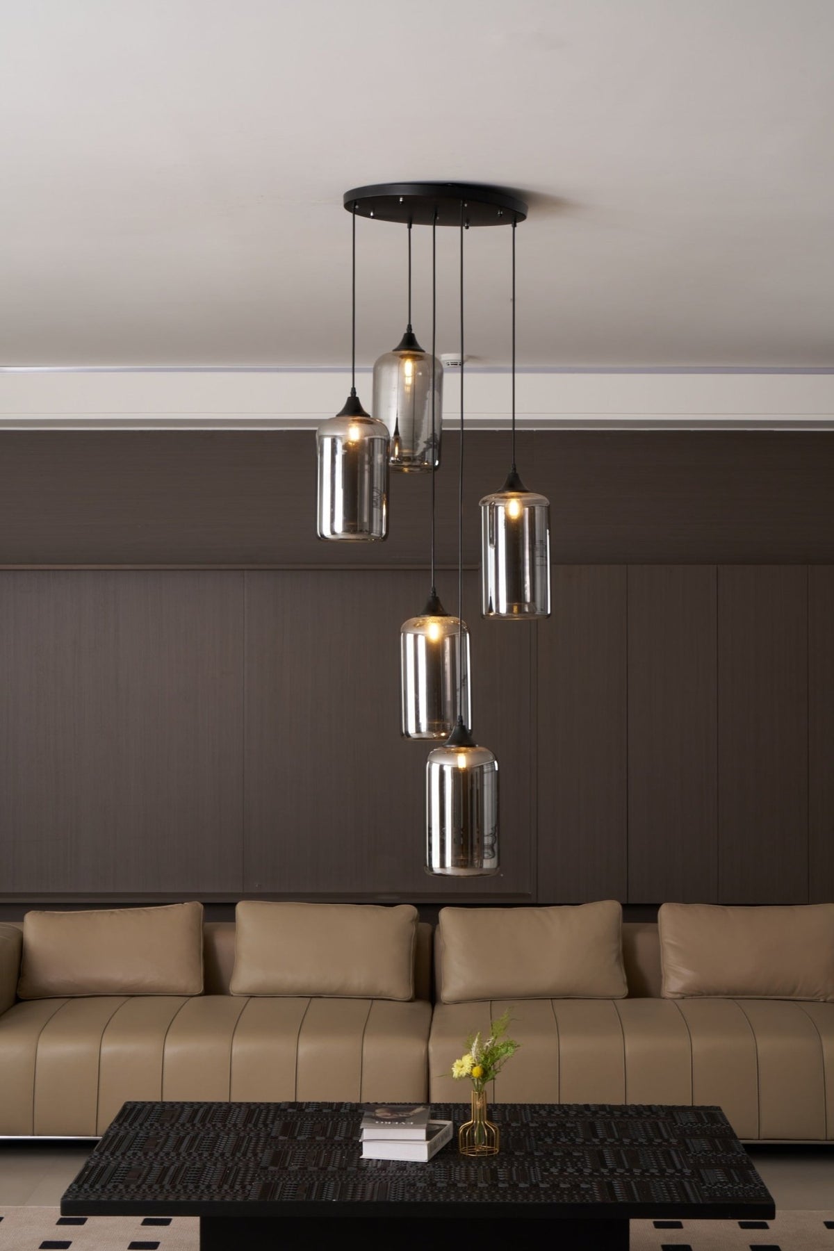 Obscura - Contemporary Style Smoked Glass Pendant Lamp, 5 Style LUMINORLIGHTING