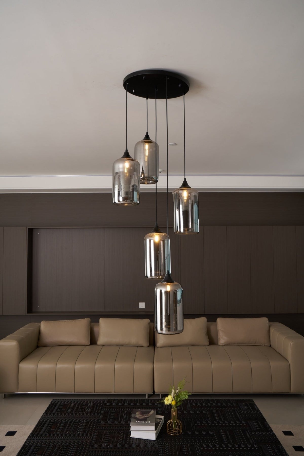 Obscura - Contemporary Style Smoked Glass Pendant Lamp, 5 Style LUMINORLIGHTING