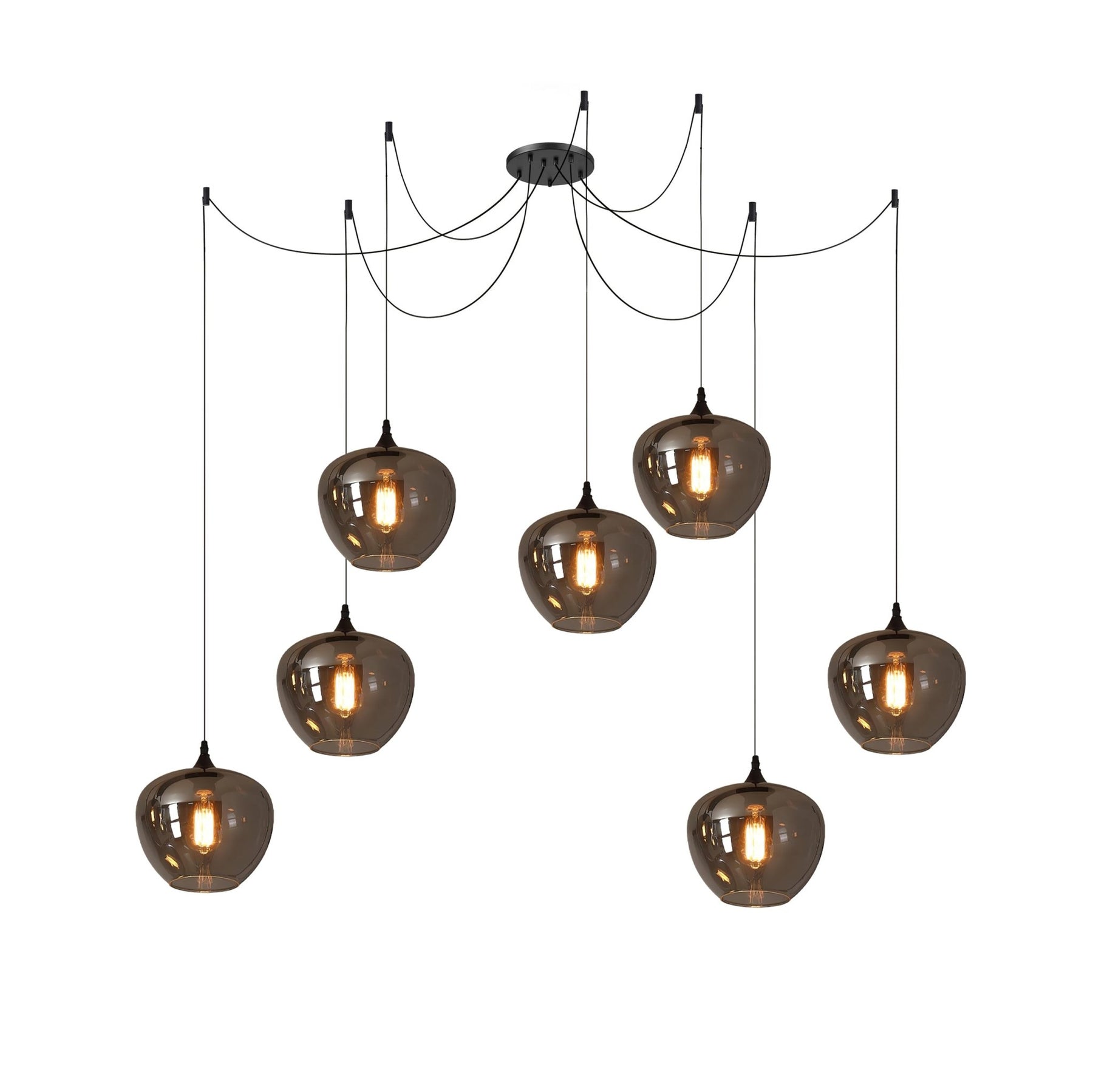 Obscura - Contemporary Style Smoked Glass Pendant Lamp, 5 Style LUMINORLIGHTING
