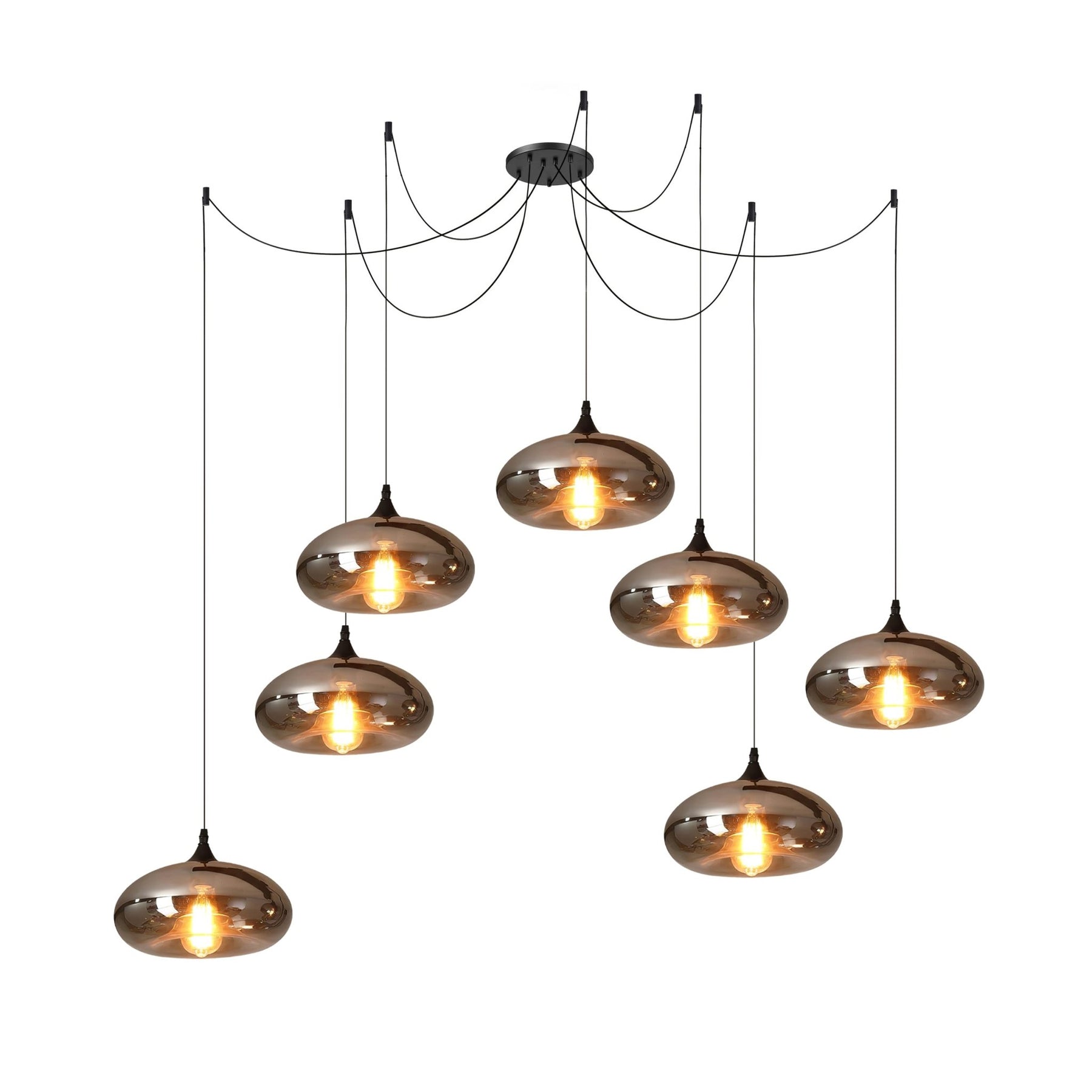 Obscura - Contemporary Style Smoked Glass Pendant Lamp, 5 Style LUMINORLIGHTING