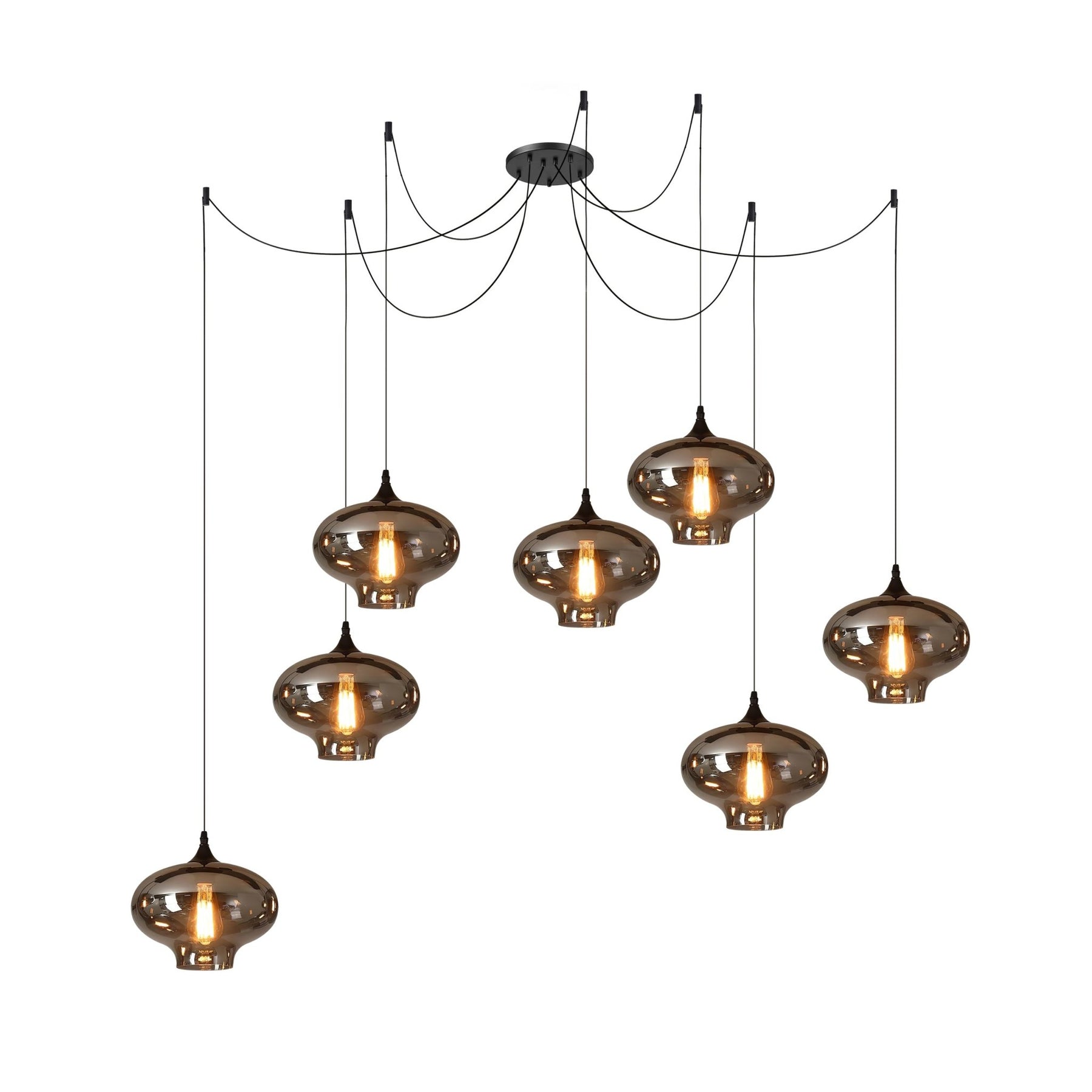 Obscura - Contemporary Style Smoked Glass Pendant Lamp, 5 Style LUMINORLIGHTING