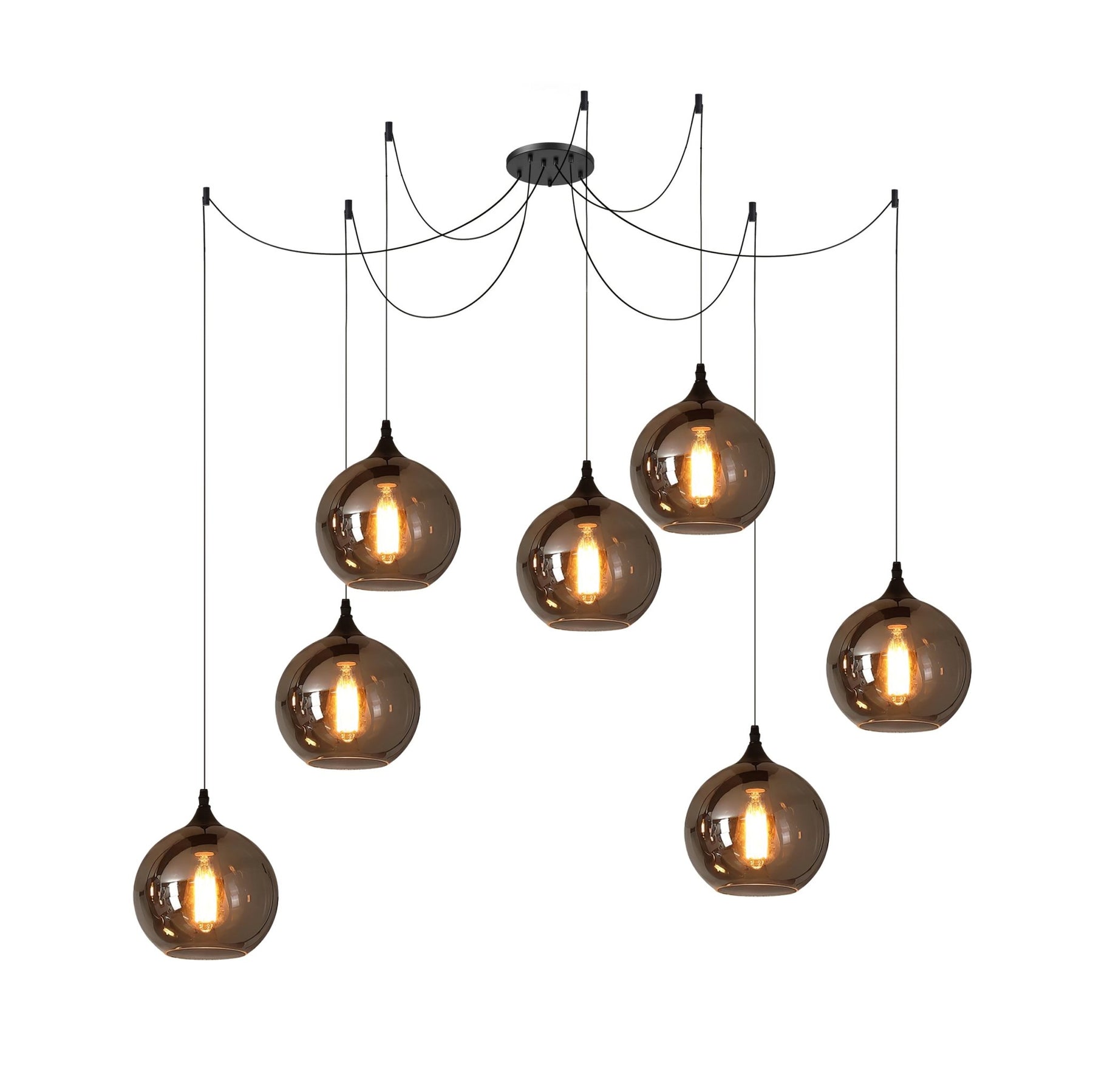 Obscura - Contemporary Style Smoked Glass Pendant Lamp, 5 Style LUMINORLIGHTING