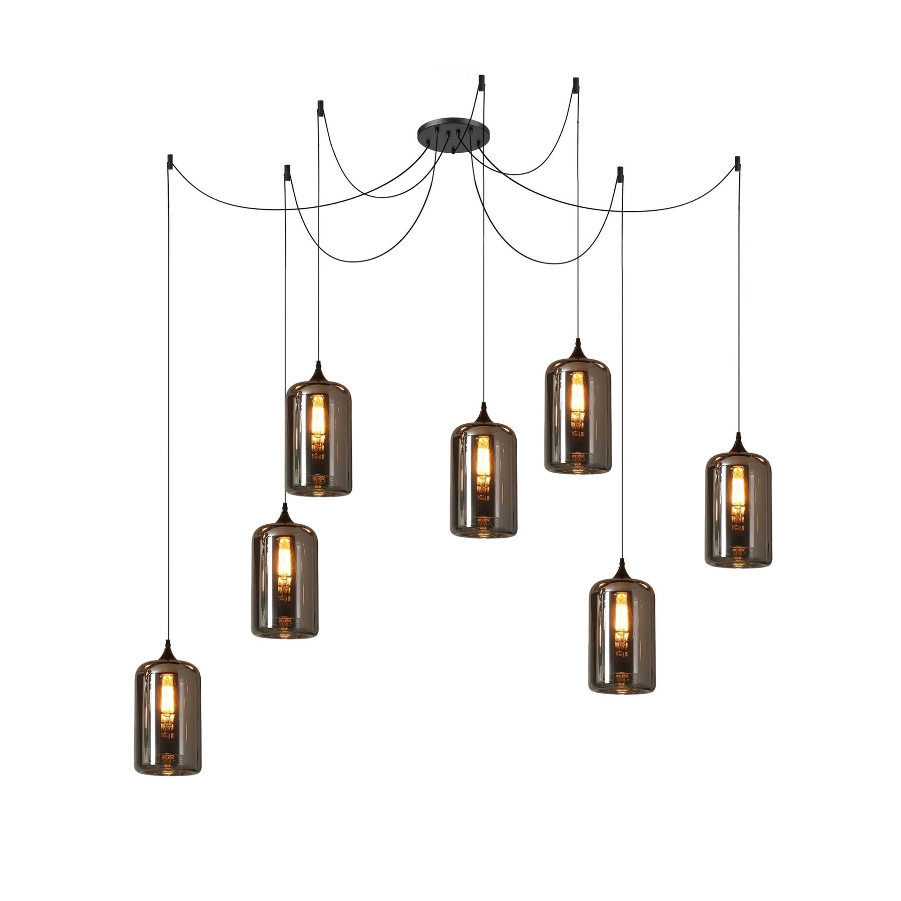 Obscura - Contemporary Style Smoked Glass Pendant Lamp, 5 Style LUMINORLIGHTING
