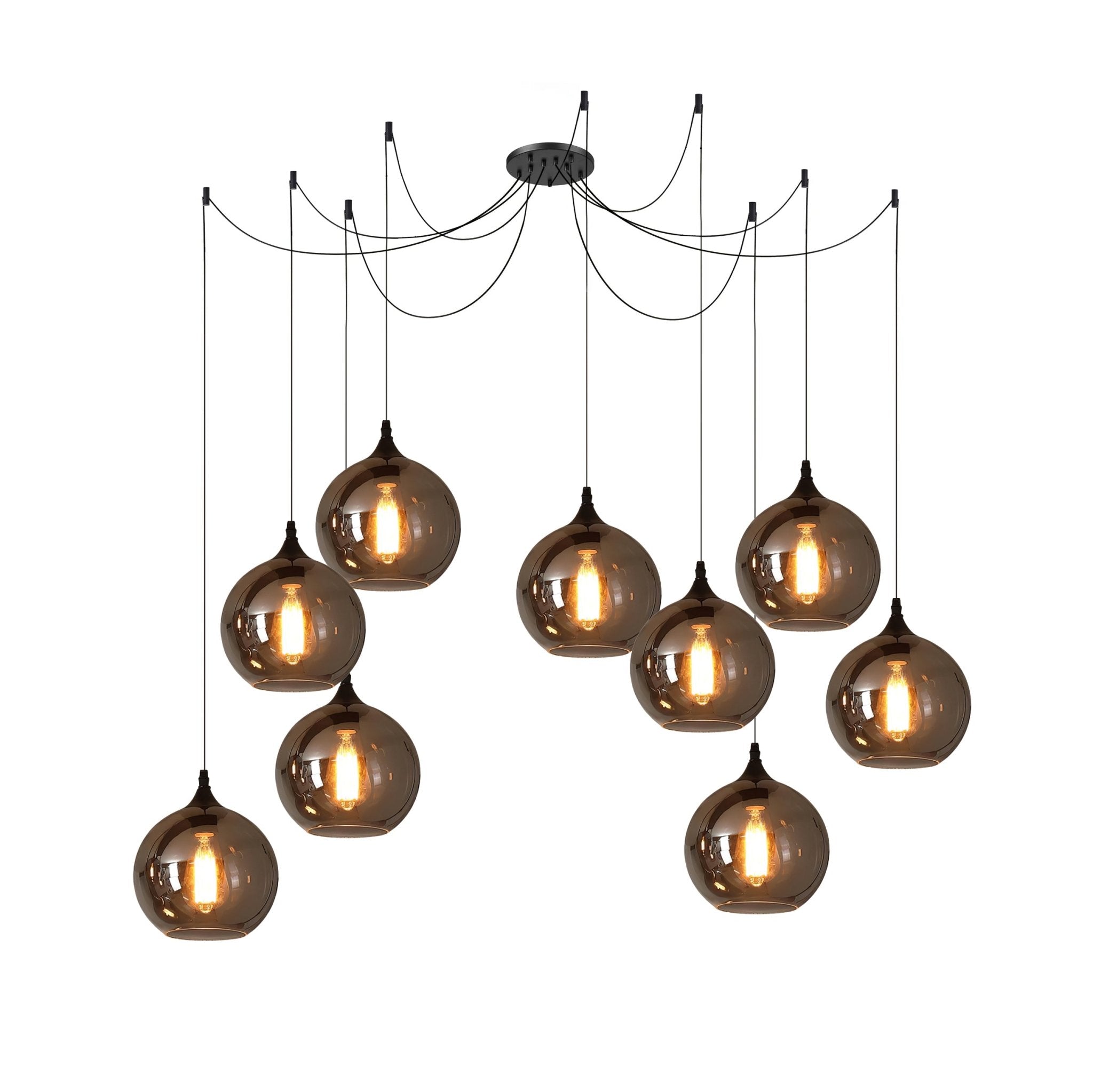 Obscura - Contemporary Style Smoked Glass Pendant Lamp, 5 Style LUMINORLIGHTING