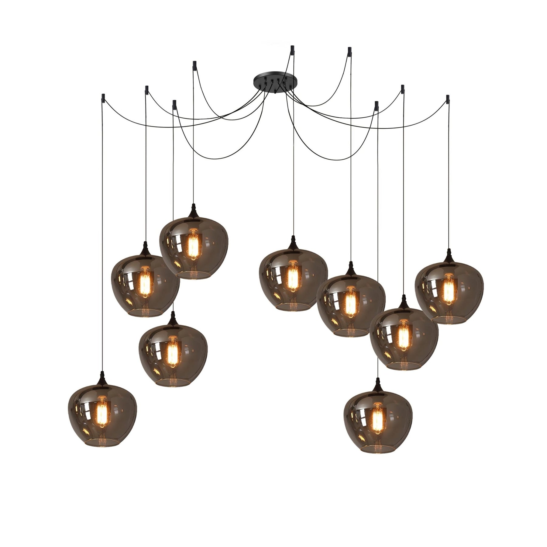 Obscura - Contemporary Style Smoked Glass Pendant Lamp, 5 Style LUMINORLIGHTING