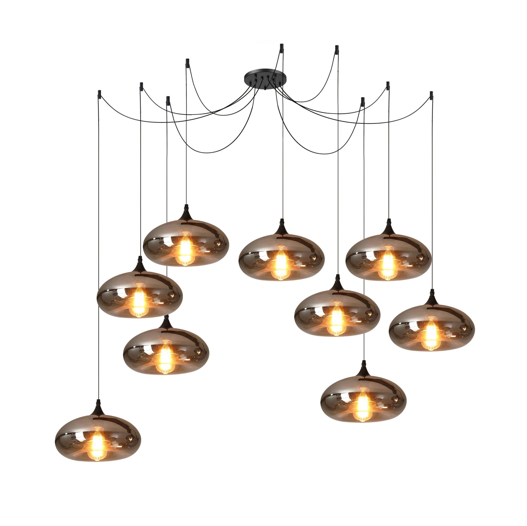 Obscura - Contemporary Style Smoked Glass Pendant Lamp, 5 Style LUMINORLIGHTING