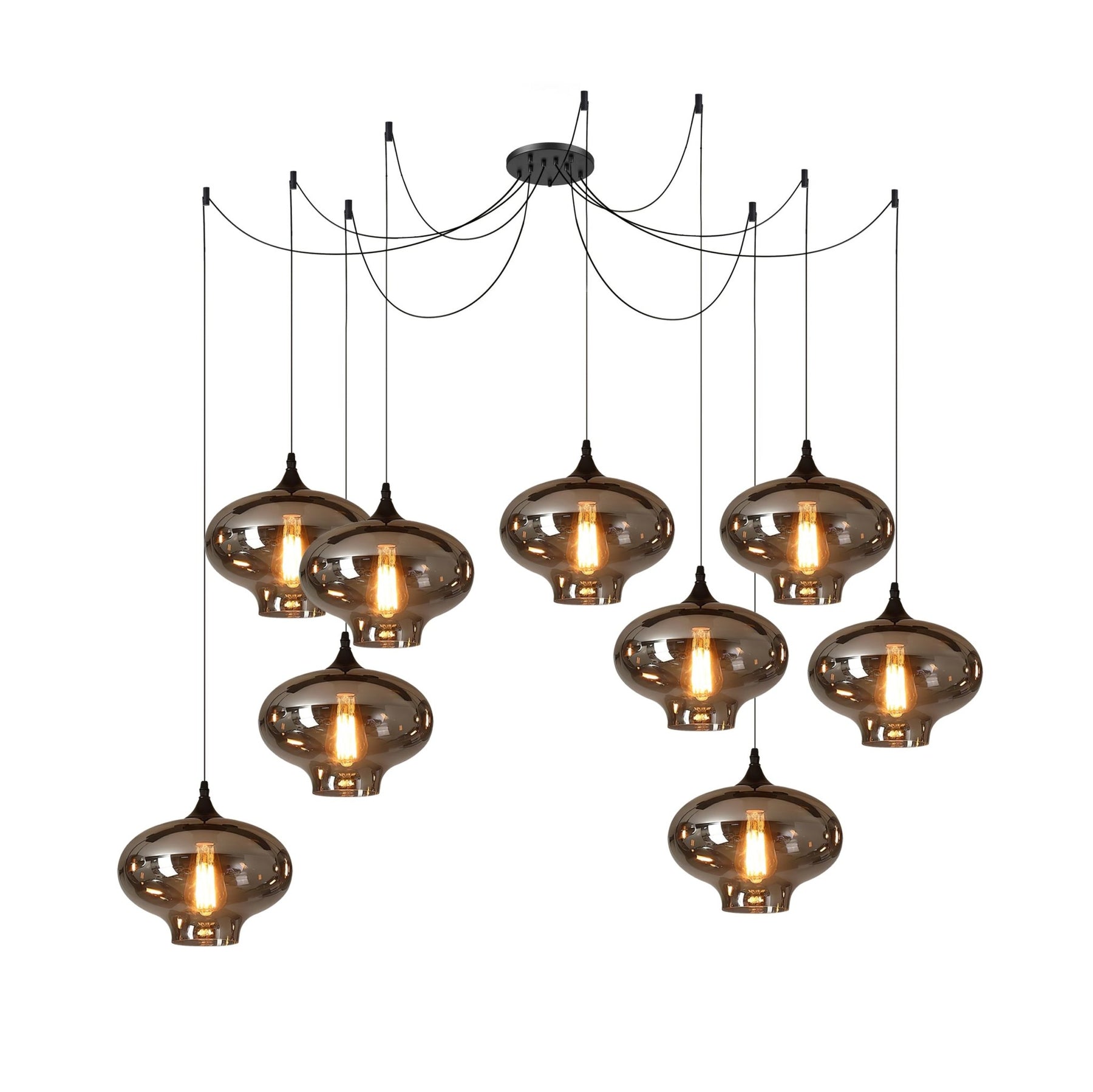 Obscura - Contemporary Style Smoked Glass Pendant Lamp, 5 Style LUMINORLIGHTING