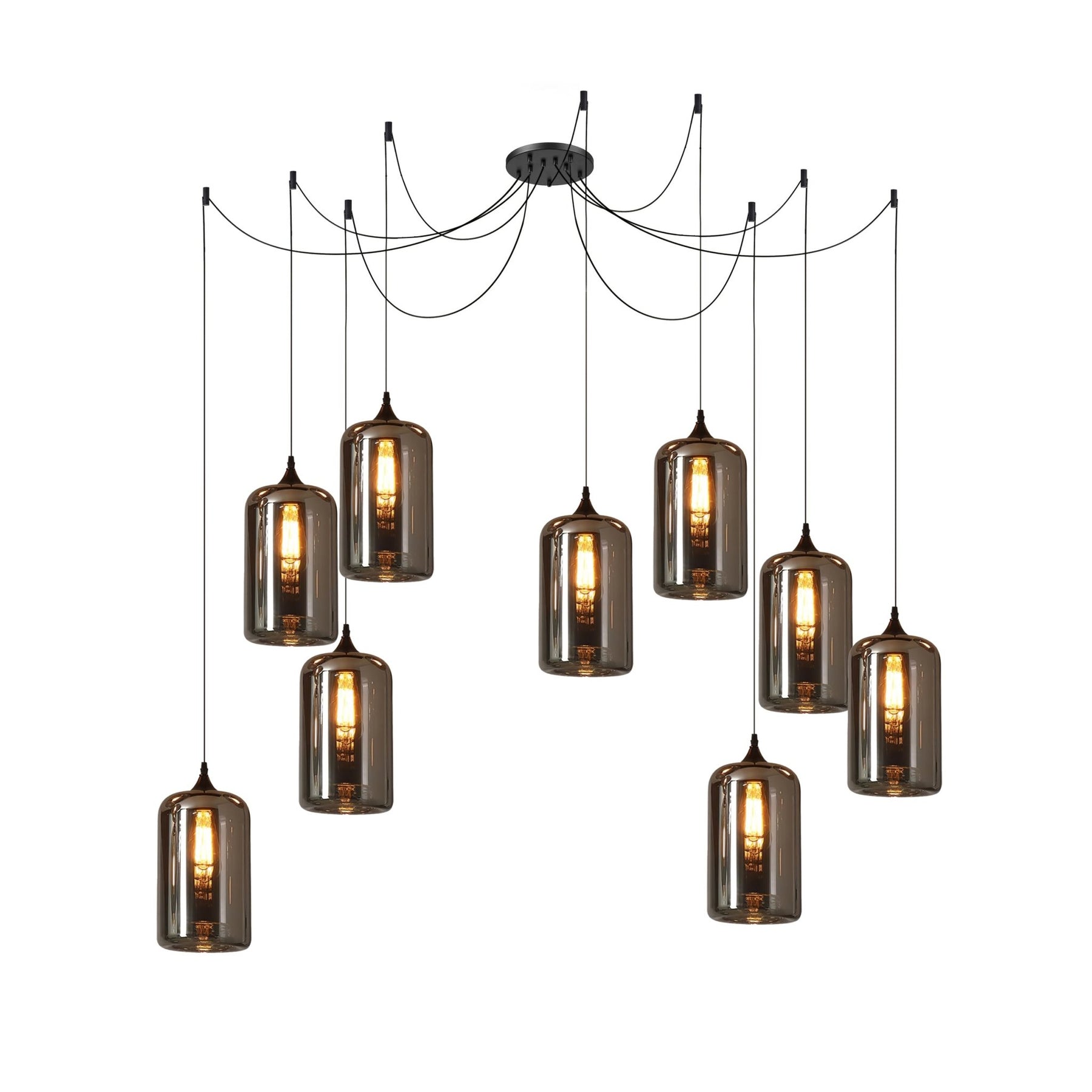 Obscura - Contemporary Style Smoked Glass Pendant Lamp, 5 Style LUMINORLIGHTING