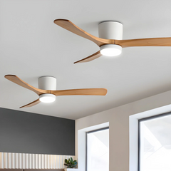 Ardea - Simple Design Wooden Ceiling Fan with LED Light, 4 Sizes, DC Motor