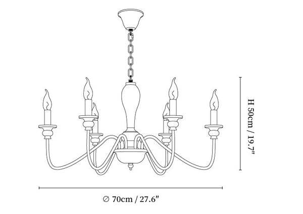 Vintage Candle Shape Multi Brach LED Pendant Lamp, Wood & Metal Frame, 6/8 Head LUMINORLIGHTING