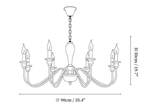 Vintage Candle Shape Multi Brach LED Pendant Lamp, Wood & Metal Frame, 6/8 Head LUMINORLIGHTING